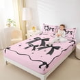 thumbnail image 5 of Feelyou Black Pink Bow-tie Twin Sheet Sets for Kid, Butterfly Knot Princess Twin Fitted Sheet, Watercolor Bowknot Flat Sheet, Microfiber Bedroom Decor, 3pcs, 5 of 8