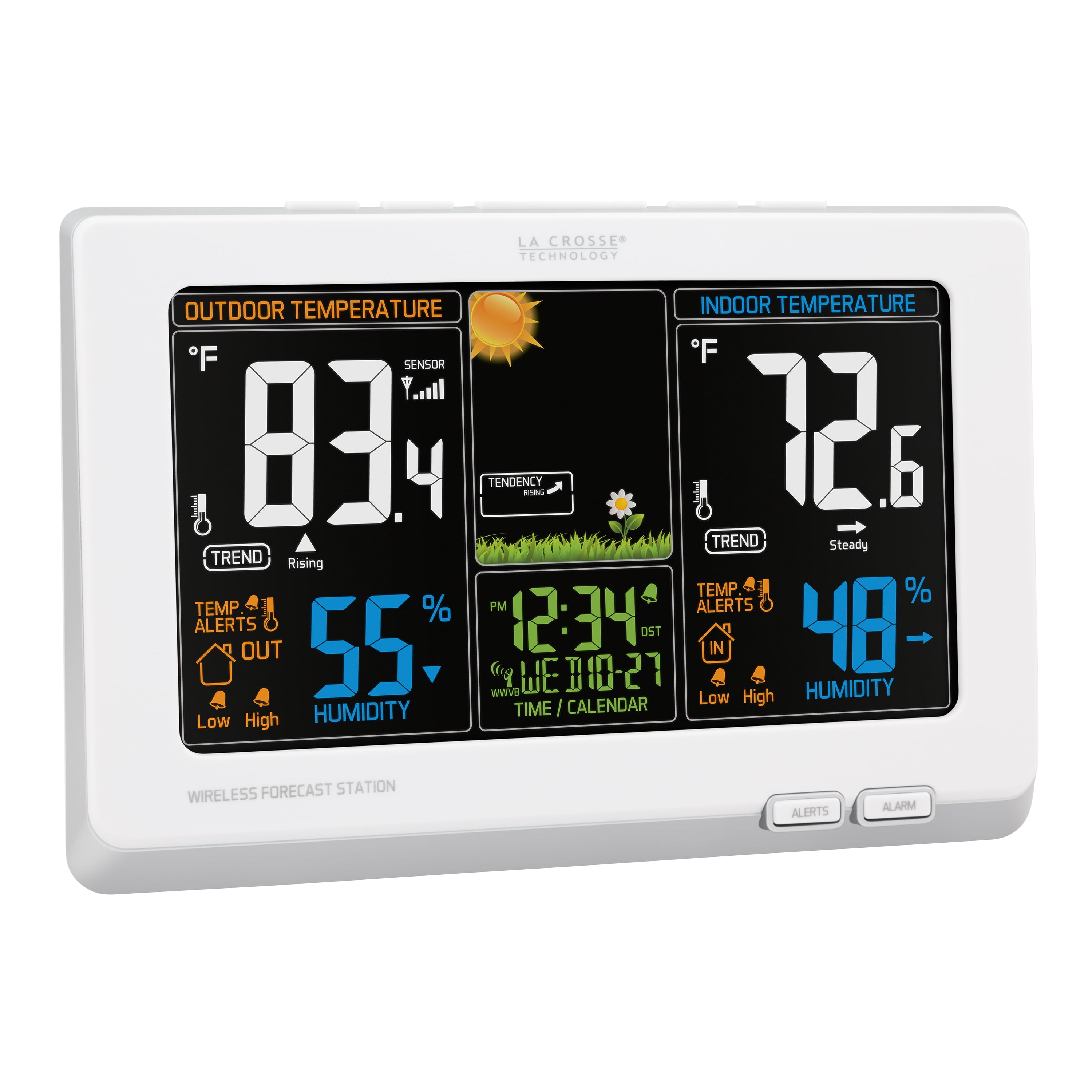 La Crosse Technology 308-1414W Wireless Atomic Digital Color Forecast  Station with Alerts, White 