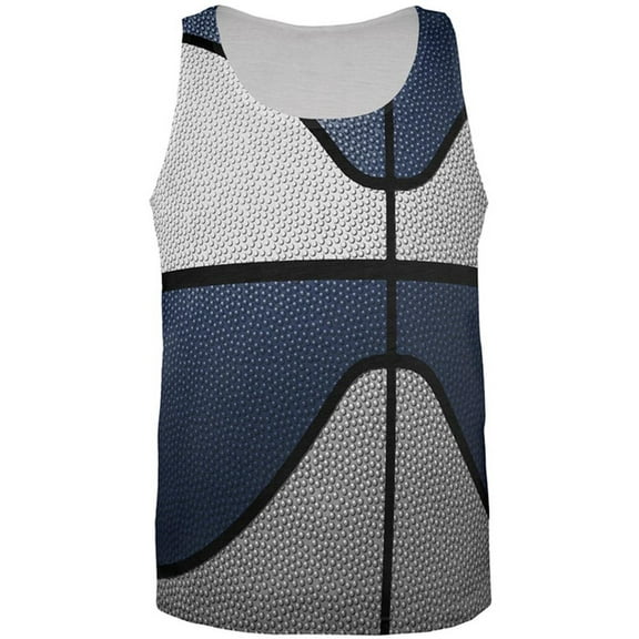 Championship Basketball White & Navy Blue All Over Mens Tank Top Multi MD