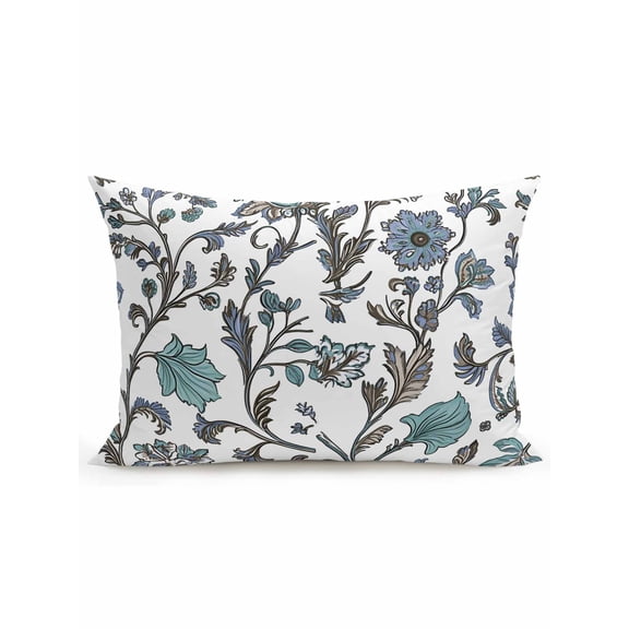 Outdoor Pillows Waterproof, Boho Leaf Bedding Throw Pillows with Insert for Couch Sofa Bed, Teal Green Spring Farmhouse Pastoral Tribal 12x20 Inch Pillowcases Decorative Patio Pillow Set of 1