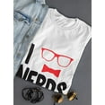 thumbnail image 3 of I love Nerd Graphic Quote Women White T-Shirt, Female XX-Large, 3 of 4