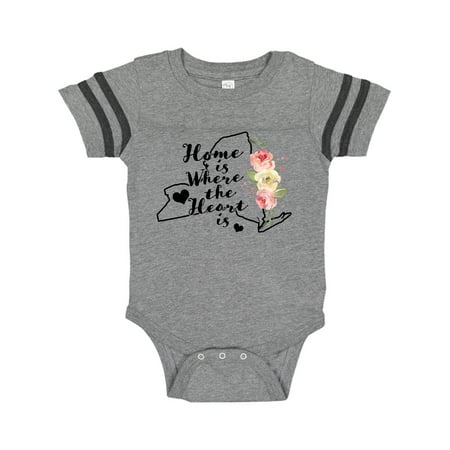 

Inktastic New York Home is Where the Heart is with Watercolor Floral Gift Baby Boy or Baby Girl Bodysuit