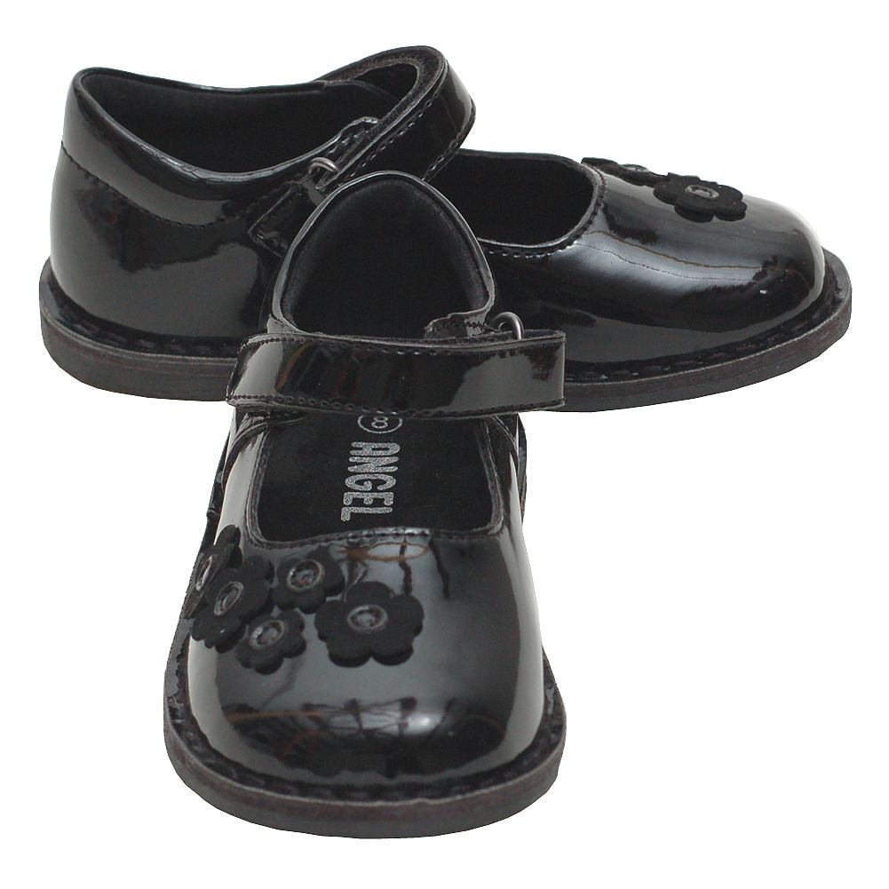 NEW Baby Girls Garanimals Pre Walk Black Flower Accent Mary Jane Shoes Size 3
