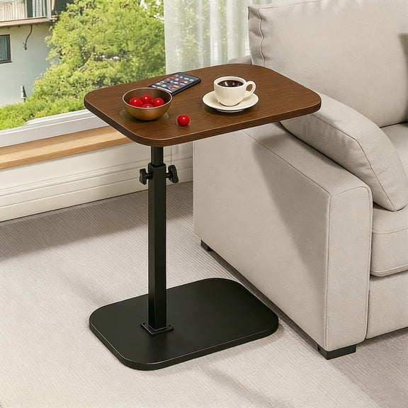 PinkSheep Adjustable Small Side Table End Table Accent Table Tray Table for Living Room Small Spaces, Walnut
