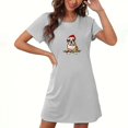 thumbnail image 4 of Aobny Night Gown Women Christmas Plus Size Short Sleep Dresses Short Sleeve Gray Crew Neck Soft Pajamas for Women,M, 4 of 5
