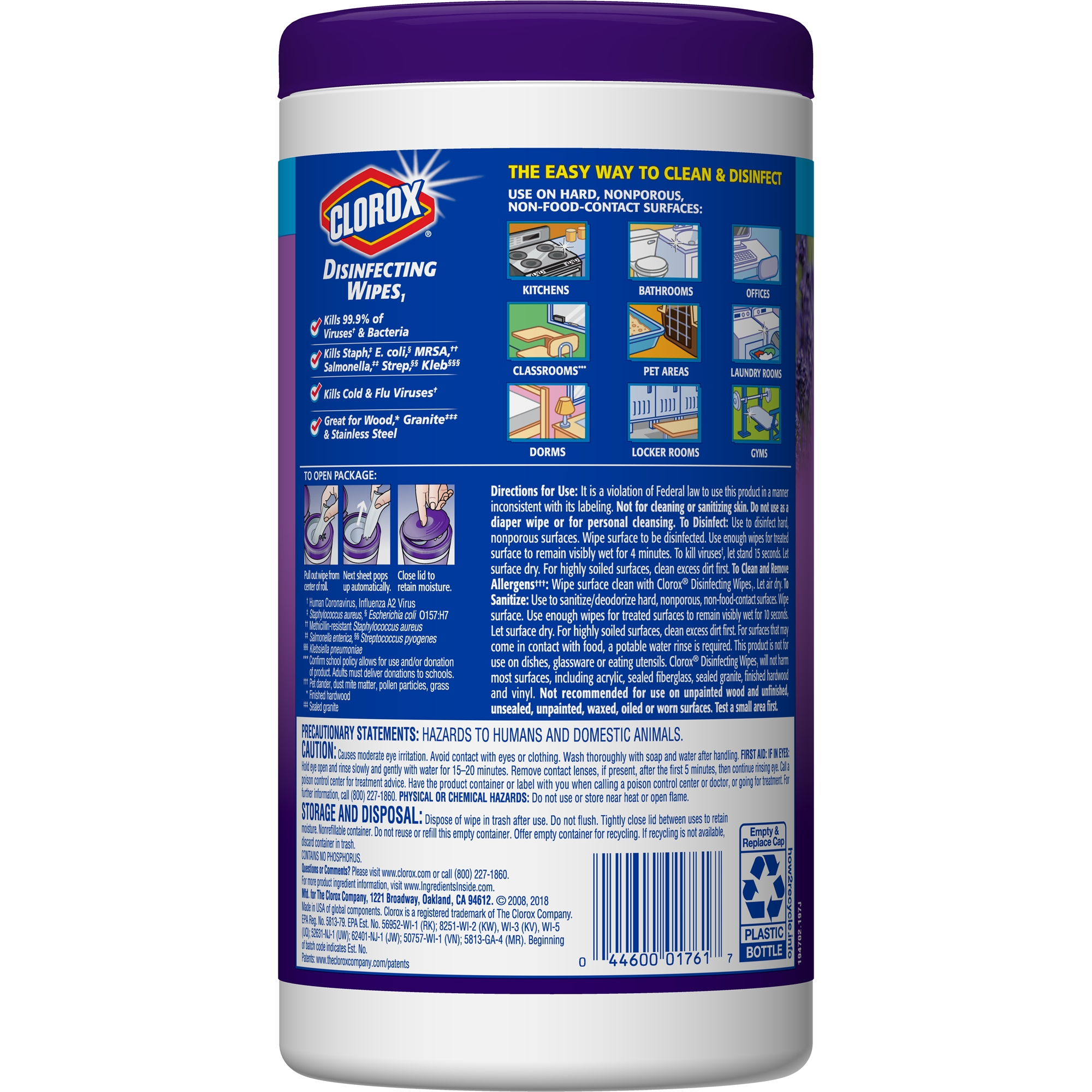 Clorox Disinfecting Wipes, Bleach Free Cleaning Wipes - Fresh Lavender, 75 ct - image 4 of 8