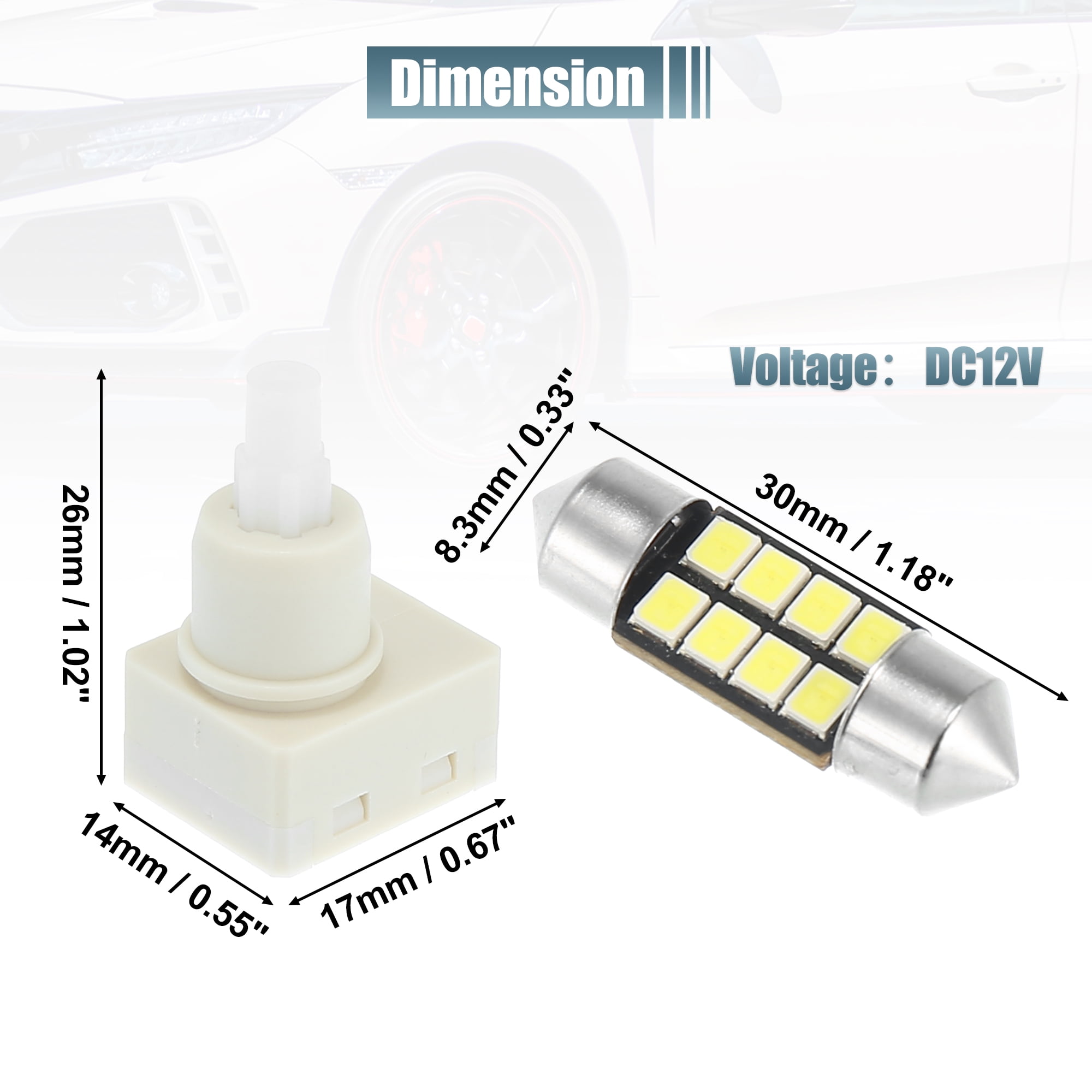 Unique Bargains 2Pcs Dome Lamp Switch with 2Pcs White LED Bulbs 34404-SDA-A21
