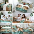 thumbnail image 6 of Blue Anchor Duvet Cover Set California King Size Turquoise Brown Wood Grain Retro Strip Soft Lightweight Comforter Covers 4 Piece Bedding Set with 1 Duvet Cover 1 Bed Sheet & 2 Pillow Shams, 6 of 8