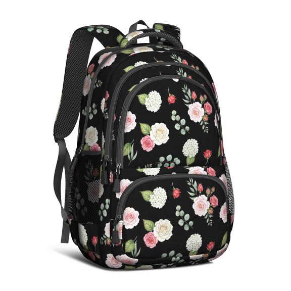 Pioneer Flower Floral Print Pattern Backpack for School, Cute School Bag with Adjustable Shoulder Straps and Padded Back, 16.9"x12.6"x5.9"