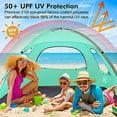 thumbnail image 3 of WhiteFang Beach Tent Anti-UV Portable Sun Shade Shelter for 3 Person, Extendable Floor with 3 Ventilating Mesh Windows Plus Carrying Bag, Stakes and Guy Lines (Turquoise Green ), 3 of 7