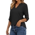 thumbnail image 4 of Fantaslook Roll Up Blouses for Women Dressy Casual Long Sleeve Tunic Tops V Neck Shirts Work Blouses, 4 of 9