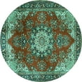 thumbnail image 1 of Ahgly Company Machine Washable Indoor Round Persian Turquoise Blue Traditional Area Rugs, 5' Round, 1 of 4