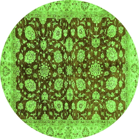 Ahgly Company Indoor Round Oriental Green Traditional Area Rugs, 8' Round
