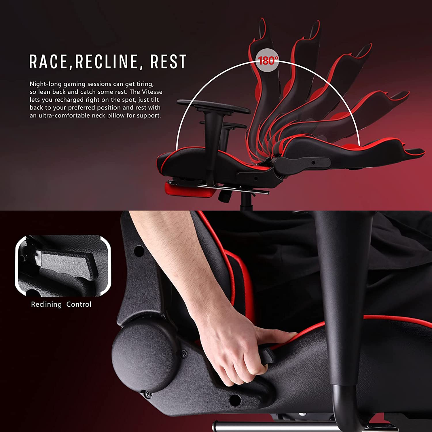 vitesse gaming chair red