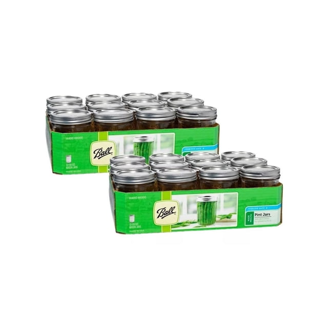 Frascos Mason Jars Ball 24 Piezas 16 Onzas Vidrio Transparente Con Tapa Con Popote