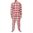 thumbnail image 3 of Fuzoiu Plaid Heart Print Men's Long-Sleeved Pajama,Lounge Button Down Nightwear,Mens Notch Collar Pajama Set -Medium, 3 of 7