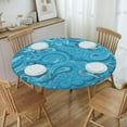 thumbnail image 3 of Turquoise Blue Round Fitted Tablecloth with Elastic Fitted Table Covers for Round Tables 40"-48" ,24jl03caA49, 3 of 7