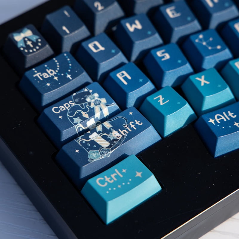 Starry Night Cloister Theme Keycap Set 139Keys PBT Custom Blue Keyboard Cap Cherry Profile KeyCap for Mechanical Keyboard Gift