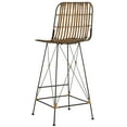 thumbnail image 6 of SAFAVIEH Minerva 29" High Wicker Barstool, Natural/Black, Set of 2, 6 of 10