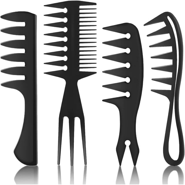Peine De Estilo Pompadour Peine De Dientes Anchos Para Pelo Rizado Peine De Espalda Rebanada Saloon Peinado Profesional Negro