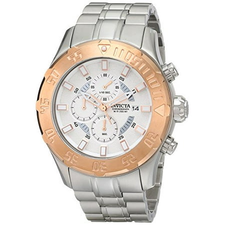 Invicta Men's 13108 Pro Diver Chronograph Silver Textured Dial Stainless Steel Watch