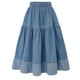thumbnail image 1 of Falda vaquera elástica de talla grande con flecos en el dobladillo - Diseño asimétrico, estilo informal y versátil, tejido resistente, cintura elástica - Tallas S-L, 1 of 3