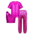 thumbnail image 2 of Sinleey Kids Girls Cheerleading Outfit Shiny Shirts One Shoulder Tops Sleeveless Crop Tank and Hip Rose Red 10, 2 of 6