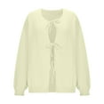 thumbnail image 4 of jtjvou Women's Tie Front Bow Cardigan Sweaters 2025 Fall Winter Casual Loose Fit Long Sleeve Knit Sweater Coats Outerwear Yellow XL, 4 of 8