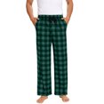 thumbnail image 2 of Hanerdun Plaid Sleep Pajama Pants for Men PJ Lounge Bottoms with Pockets Nightwear Green S, 2 of 7