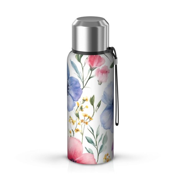 20 Oz Watercolor Floral Pattern Coffee Tumbler Double Wall Insulated Stainless Steel Water Bottle | Metal Reusable Thermoses Flask with Cup Cap | Leak & Sweat Proof with Anti-Dust Lid