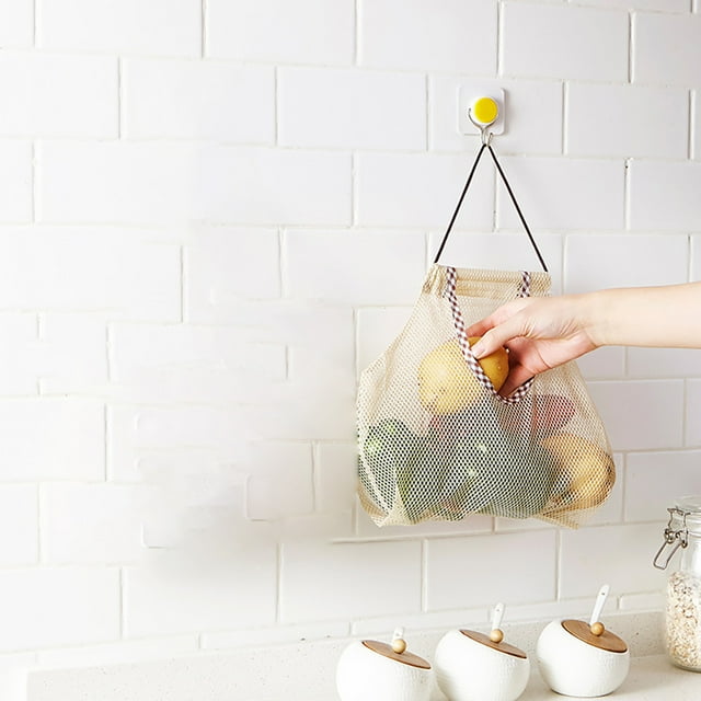 Oleegame 1PC Produce Storage Kitchen Mesh Fruit Vegetable Storage And Storage Bag Bag Kitchen,Dining & Bar Beige