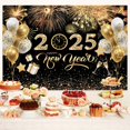 thumbnail image 2 of 2025 New Year Backdrop Golden Black Glitter Firework Shinning Balloon Clock Photo Photography Background for New Year Family Holiday Party Decor Photo Studio Props New Year Backdrops Banner9X6FT, 2 of 5