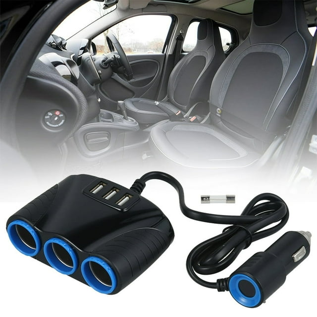 3 Way Cigarette Lighter Adapter 120W Car Cigarette Lighter Splitter USB Car Charger 12V/24V Outlet