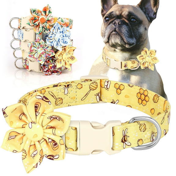 Pet Artist Fancy Floral Dog Collars with Detachable Big Flower Adjustable Quick Fit Buckle