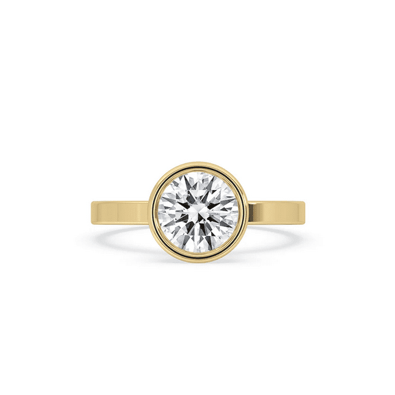 1.0 CT Round Cut Lab Grown Diamond Bezal Set Ring, Lab created Diamond Ring, Lab Grown Diamond Ring, Bezel Set Solitaire Wedding Ring