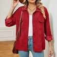 thumbnail image 4 of Njoeus Women Corduroy Button Up Collared Shirt Jacket Solid Color Casual Long Sleeve Blouses Tops S-XXL, 4 of 8