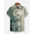 thumbnail image 2 of Camisa hawaiana de manga corta con cuello vuelto, estampado floral tropical Ukiyo-E y samurái japonés, moda 2024, 2 of 5