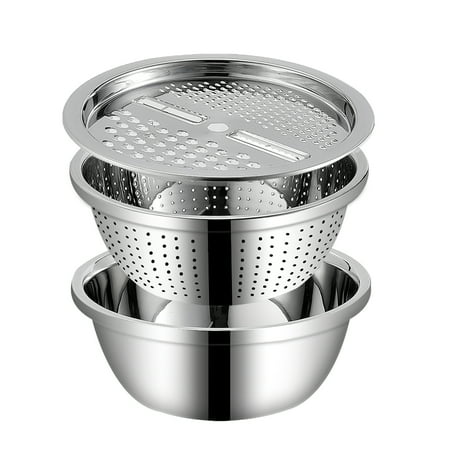 

In 1 Rice Washing Bowl Set Multifunctional 304 Stainless Stackable Vegetable Cutter Basin Sink Kitchen Washing Bowl