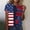 Multicolor, variant on asdoklhq Usa Patriotic Tops Cotton Tshirts American Flag Shirts Women's Independence Day Printed Short-sleeved Round-neck Top Multicolor L