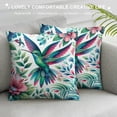 thumbnail image 3 of JEUXUS Short Plush Pillowcase Printed on Both Sides Hummingbird Gifts Valentine Present Humming Bird Floral Flower White, 3 of 5