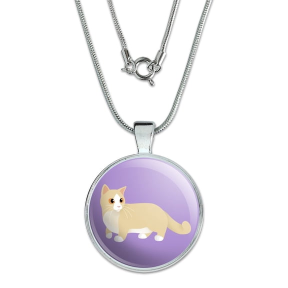 Munchkin Cat 1" Pendant with Sterling Silver Plated Chain