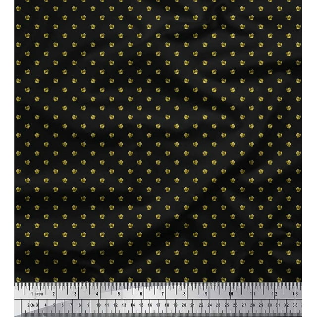 Soimoi Poly Georgette Fabric Artistic Leaves Printed Craft Fabric by the Yard 52 Inch Wide