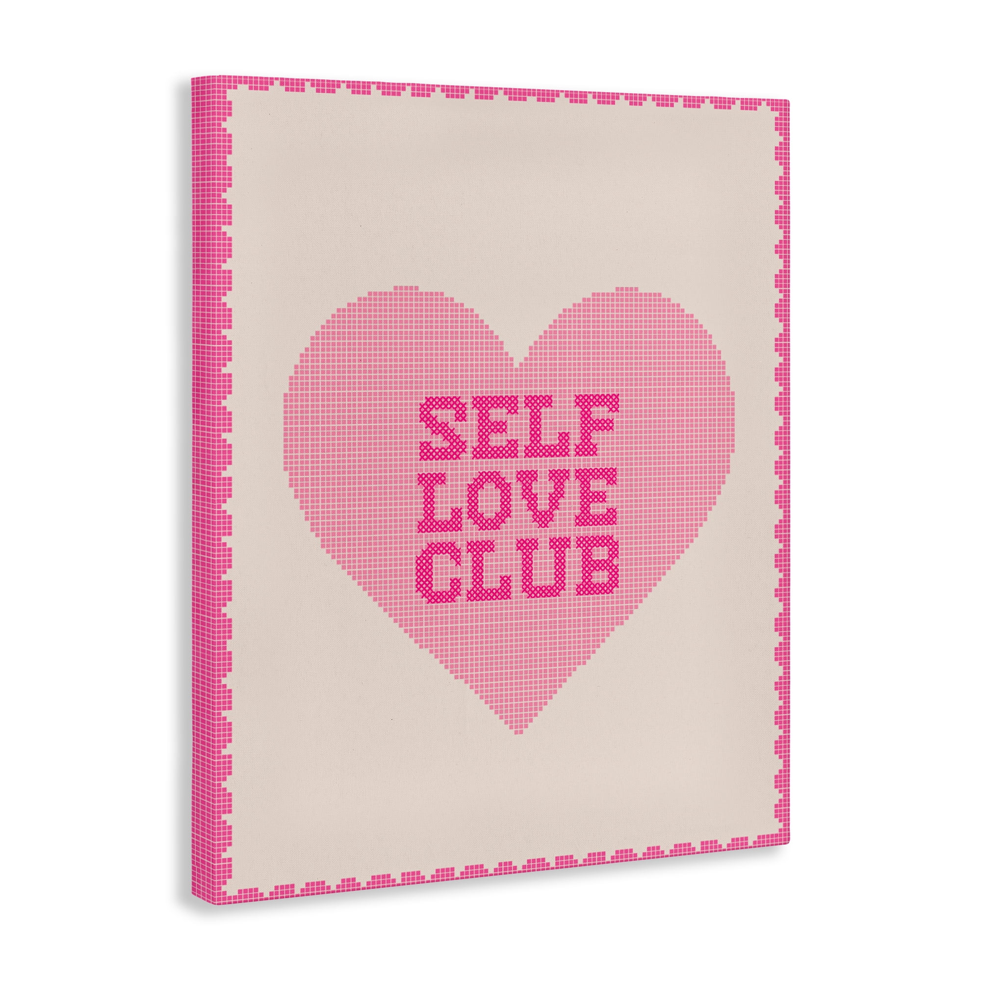 Stupell Industries Self Love Club Pixel Heart Canvas Wall Art, design by Lil' Rue