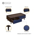 thumbnail image 4 of Manhattan Comfort Duane Modern Ribbed Coffee Table with Drawer and Shelf in Dark Brown and Navy Blue, 4 of 5