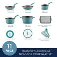 thumbnail image 3 of Rachael Ray Cook + Create Aluminum Nonstick Cookware Set, 11-Piece, Agave Blue, 3 of 12