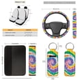 thumbnail image 5 of Yuyamidu Whilpool Tie Dye Car Accessories Sets with Car Seat Covers Steering Wheel Cover Seatbelt Shoulder Pad Trash Can Auto Rear View Mirror Cover Coasters Keychain 13 PCS Car Decor, 5 of 7
