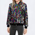 thumbnail image 2 of Veste de Baseball à Manches Longues avec Perles de Carnaval pour Femmes, Paillettes, Fermeture Éclair, Veste Décontractée Multicolore, 2 of 7