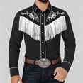 thumbnail image 4 of Conairie Men's Western Cowboy Shirts Long Sleeve Embroidered Shirts Slim Fit Casual Button Down Shirt with Pockets Light Black L, 4 of 6
