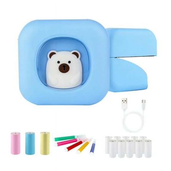 Mini Inkless Sticker Printer:Bluetooth Portable with 13 Rolls Bluetooth Thermal Paper Wireless Photo Printer for Pocket
