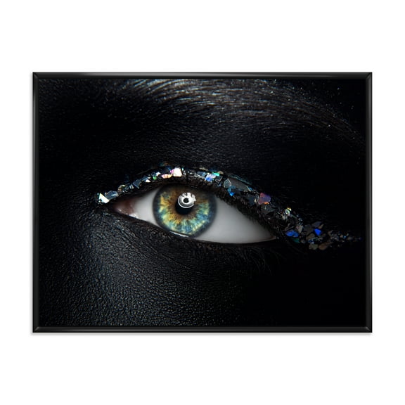Girl Eyes With Multi-Colored Glass Sparkles 20 in x 12 in Framed Photography Canvas Art Print, by Designart